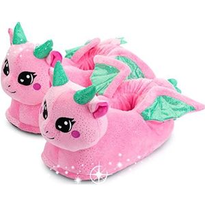 corimori - Glimmer van de Draak - Dierenpantoffels - Roze Groen - EU 25-33,5