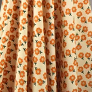 Geborduurde katoenen corduroy stof, Multicolor Flower Print Thick Twill Corduroy Fabric Autumn Winter Dress Shirt Overcoat(Beige)