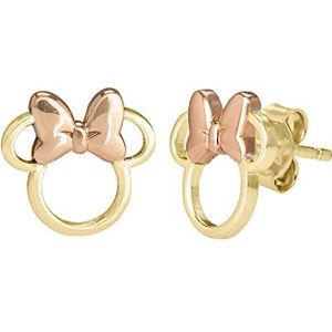 Disney - Oorbellen van 9 kt geelgoud voor meisjes met Mickey Mouse of Minnie, versierd met zirkonia, Geelgoud