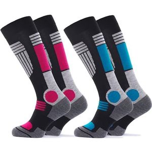 Occulto dames skisokken pak van 2 (model: Maria) Blauw-Rood 35-38