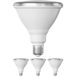 ledscom.de 4 stuks E27 LED lamp, PAR38 korte hals, warm wit (2700 K), 15,7 W, 1152lm, 42°, reflector spiegel (zilver)
