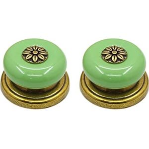 Vintage kastknoppen keramische knoppen, 2 stuks kast lade knop trekhandvat dressoir trekt rondes for lade kast dressoir kast kledingkast deurgrepen hardware (kleur: rood) (Color : Green)