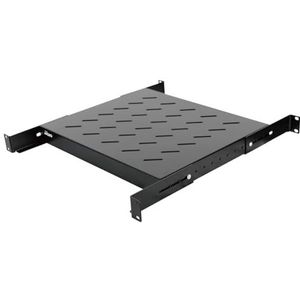 Tecmojo 1U 19-inch vaste rack mount serverplank met verstelbare diepte van 35-45 cm, 1U geventileerde 4 post rack mount plank voor IT-datanetwerkkast behuizingsapparatuur, 240 lbs, zwart