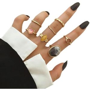 Crystal ringen Set voor vrouwen gouden kleur hart vlinder liefde Snake Vintage vinger Ring mode-sieraden Gift-IPA248-14508