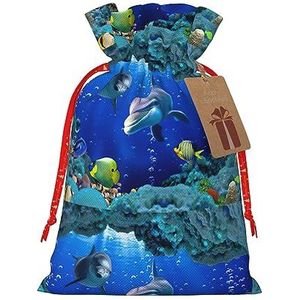 3d Onderwater Wereld Vissen Dolphi Print Xmas Wrapping Voor Alle Soorten Vakantie Trekkoord Kerst Gift Zakken Assortiment