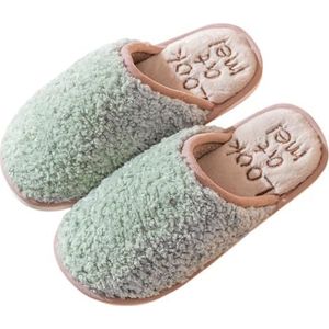 yeeplant Unisex mode pluche warme pantoffels: vrouwen mannen slip-on winter voor meisjes man vrouw, Licht Groen42, one size