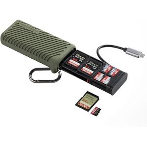 PGYTECH CreateMate High-Speed Kaartlezer, 2-in-1 UHS-II SD 4.0/Micro SD Kaartlezer & Houder USB 3.1 Type-C Adapter Case voor Camera’s, Smartphones, Drones en Actiecamera’s (Groen, voor SD/Micro SD)