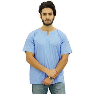 Atasi Heren Casual Korte Kurta Indische Tuniek V-hals Katoen Top