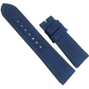 dayeer Canvas lederen horlogeband voor Panerai Submersible Luminor PAM nylon stoffen band 24 mm 26 mm (Color : Blue Gray No Clasp, Size : 24mm)