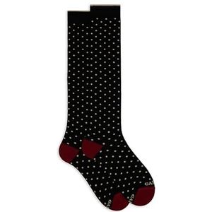 Gallo Heren lange zwarte katoenen sokken met polka dots, Nero/Corda, One size