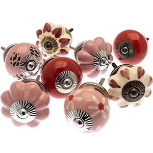 Set van mooie roze harten en madeliefjes keramische kast knoppen Shabby chique stijl x Pack 8 (MG-751) - 'Mango Tree' TM geregistreerd product