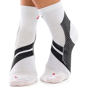 ZaTech Plantar Fasciitis Sokken, Enkel Compressie Sokken & Boog Ondersteuning, Voetpijnverlichting, Naadloos (Wit/Zwart, S, 35-39)