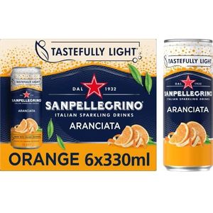 San Pellegrino Italian Sparkling Drinks Smaakvol Licht Sprankelende Oranje Ingeblikte Frisdrank 6 x 330ml | 64k Cals per Blik