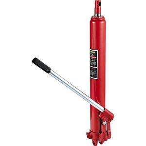 VEVOR Hydraulische lange ramenlift, 3 t capaciteit, met enkele zuigerpomp en vorkkopvoet, handmatige hefwerklift met handgreep, voor garage-/winkelkranen, motorhefbrug, rood