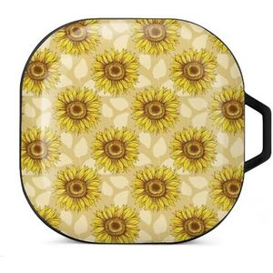 Zonnebloemen veld oordopjes hoesje compatibel met Samsung hard shell beschermhoes zwart-stijl