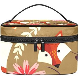 Fox Head make-up organizer tas, reismake-up tas organizer case draagbare cosmetische tas voor vrouwen en meisjes toiletartikelen, Meerkleurig, 22.5x15x13.8cm/8.9x5.9x5.4in