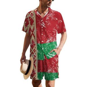 Retro Wit-Russische vlag heren Hawaiiaanse pak set 2-delig strand outfit korte mouw shirt en korte broek bijpassende set