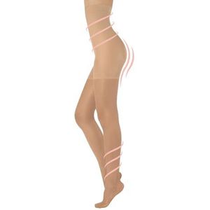 CALZITALY High-Waist Shaper Tights compressie 8 mm/hg, Control Body & Leg relaxing, Vormende panty, S - 4XL, 20 den, Gemaakt in Italië (DE/NL/SE/PL, Alfabetisch, S, Regular, Regular, Natural Tan)