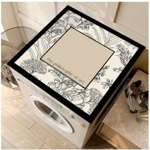 Retro antislip koelkaststofpad, wasmachinebeschermer, gemakkelijk schoon te maken, snel drogend, for wasruimte, droger, koelkast, stofdicht aan de bovenkant(Black,40x60cm)