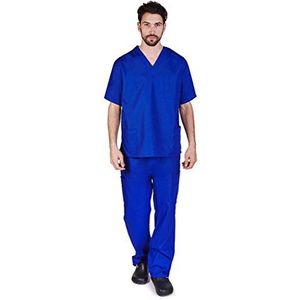 NATURAL UNIFORMS Heren Scrub Set Medische Scrub Top en Broek 4XL Dark Royal Blue
