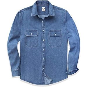Dubinik® Denim Overhemd met Lange Mouwen voor Heren Casual Overhemd voor Heren Regular Fit Werkoverhemd met Knopen
