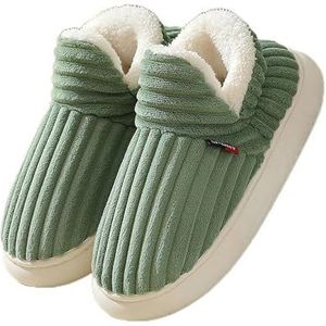 Fulluky Winterpantoffels voor dames, wolkenpantoffels, warme wolken pantoffels, wolken pantoffels, uniseks, antislip, comfortabel, dikke zool, groen, 44/45 EU