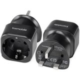 kwmobile 2 reisstekkers voor in Engeland - C en F stekker naar G stekker - Reisadapter UK - 13 A zekering - Reisstekker - Max 250V en 3250W - Zwart