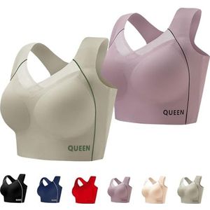 Houdingcorrigerende Push-up Bh Voor Oudere Vrouwen, Volle Cup, Grote Maat, Ademend En Naadloos(Silver Gray+bean Paste,6X-Large)