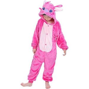 Kinder Dieren Onesie Halloween Cosplay Kostuum Pyjama(Pink-125）