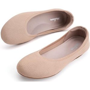 Mabove Ballerina's platte orthopedische schoenen voor dames, comfortabele blotevoetenschoenen, slip-on schoenen, nude, 40 EU