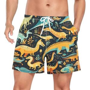 Cartoon Baby Dinosaurus Dierlijke Mannen Zwembroek Shorts Sneldrogend met Zakken, Leuke mode, XL