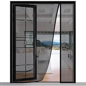 Zwart 160x210cm Magnetische Vliegenhor Deur Handsfree, Automatisch Sluiten Geen Boren, Vliegenhor Patio Voor Deuren/Schuif/Ramen