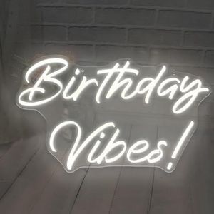 Birthday Vibes neonbord, neonborden voor wanddecoratie, dimbare neonborden voor slaapkamer, neonverlichting voor thuis, bierbar, café, speelkamer, verjaardag, bruiloft, decoraties, geschenken