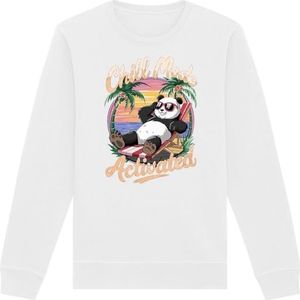 Chill Mode Activated Sweatshirt, uniseks, bedrukt in Frankrijk, 100% biologisch katoen, cadeau voor grappige dieren, Wit, M