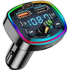 Bluetooth Auto FM Transmitter, Bluetooth Accessoire voor Auto Radio en Handsfree Oproepen, Snel Opladen en SD-kaart/USB-stick Ondersteuning