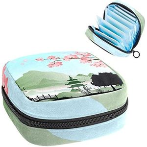 Flower Tree,Periode Pouch Draagbaar,Tampon Opbergtas,Tampon Houder voor Portemonnee Vrouwelijke Product Organizer, Meerkleurig, 4.7x6.6x6.6 in/12x17x17 cm