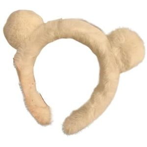 Herfst en winter schattige pluche beer oren hoofdband vrouwelijke cartoon gebroken haar wassen gezichtsmasker haarbundel hoofdband hoofddeksels (Color : White)