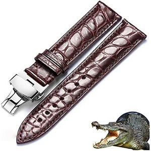 INEOUT Echte alligator horlogeband lederen horlogebandjes compatibel met mannen of vrouwen horloge accessoires 12-24 mm (Color : Brown, Size : 15mm)