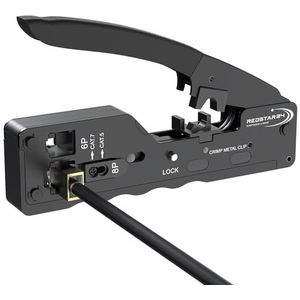 Redtsar24 RJ45 krimptang universeel gereedschap/tang voor modulaire stekker RJ45-stekker Cat8 Cat7 Cat6A Cat5 (trekontlasting) / 6/8-polige netwerkkabel installatiekabel RJ11 & RJ12-netwerk- /