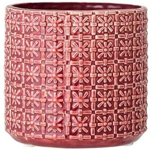 Nordring Vintage plantenpot voor kamerplanten, bloempot, Cross M, diameter 12,5 cm, rood, keramiek