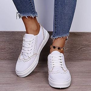 Zomer Dames Sneakers, Dames Canvas Schoenen Lichtgewicht Sneakers Antislip Ademend Werkschoenen Casual Fitness Loopschoenen Sportschoenen Comfortabele Outdoor Running Shoes,Wit,38