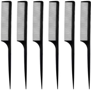 Sunkangkang 6 Stks Koolstofvezel Wortel Plagen Anti Statische Plagen Kam, Tand Rat Staart Kam, Zwarte Rat Staart Kammen