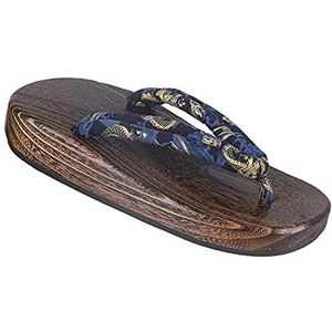 Herenpantoffels Japanse houten klompen Geta Slippers met twee tanden Traditionele schoenen for dames heren, sandalen Pantoffels hoge hakken Bijpassende Halloween-kostuums (Color : Blue C, Size : 38/