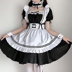 Vrouwen Maid Outfit Anime Lange Jurk S-3XL Zwart-wit Schort Jurk Lolita Dresse Vrouwen Cafe Kostuum Cosplay