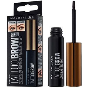Maybelline New York Tattoo Brow geltint voor wenkbrauwen, afpellen, semi-permanente kleur, waterbestendig, houdt tot 3 dagen, kleur: warm bruin.