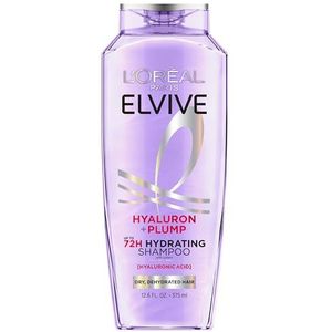 L'Oreal Paris Elvive Hyaluron Plump Hydrating Shampoo voor uitgedroogd, droog haar doordrenkt met hyaluronzuur verzorgingscomplex, parabenenvrij, 12,6 Fl Oz