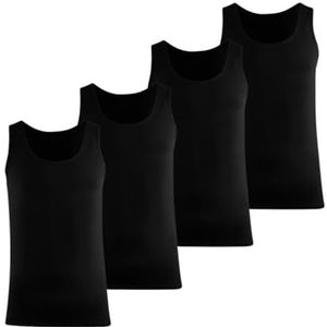 BOXR Underwear - Herenonderhemd met ronde hals van bamboe - tanktop - zacht en ademend - S-3XL - zwart wit - 4-pack, zwart, M