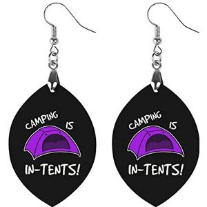 Camping Is In Tenten Mode Leuke Oorbellen Grappige Geschilderde Houten Sieraden Geschenken Voor Vrouwen Liefde