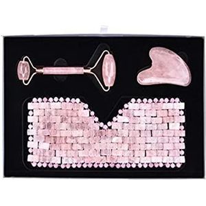 Home Collecties Natuurlijke Rozenkwarts Slaap Jade Gezichtsmasker Massager Kristal Ontspanning Facial Jade Roller Oogmasker Massage Tools, Type 3 (Kleur: Type 3 met Doos)