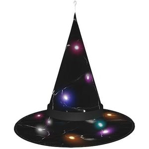 OdDdot Zwarte marmeren heksenhoed - LED gekleurd licht, geschikt voor Halloween, Kerstmis, rollenspel en meer
